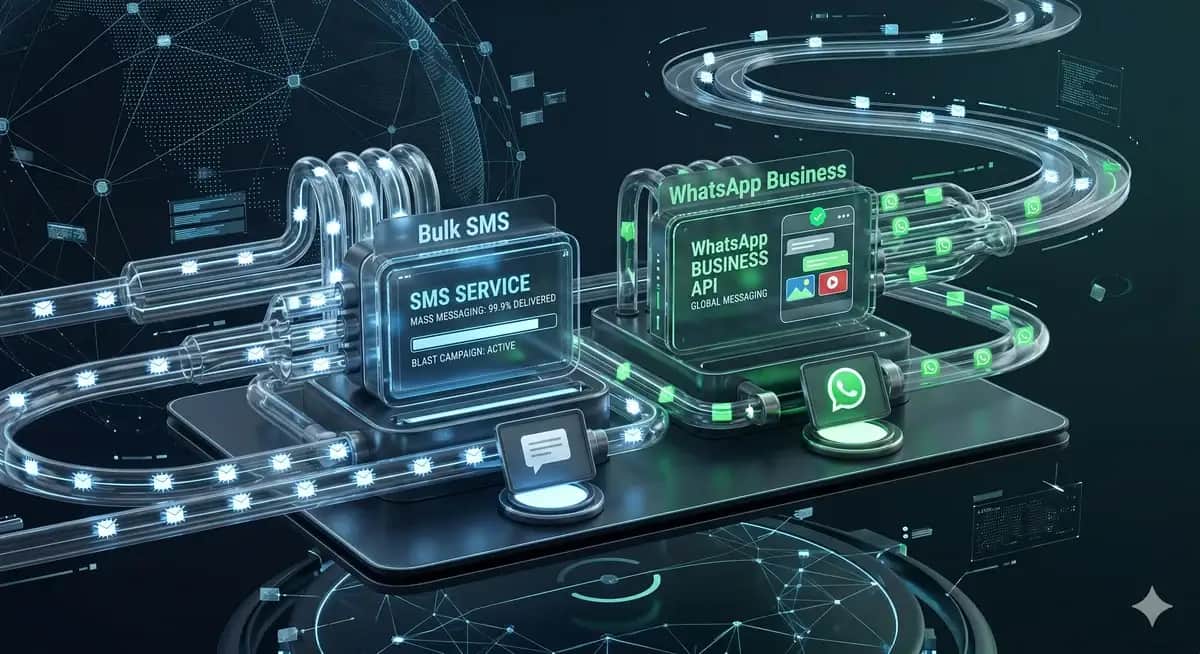 High-volume targeted Bulk SMS and WhatsApp messaging campaign engine dashboard