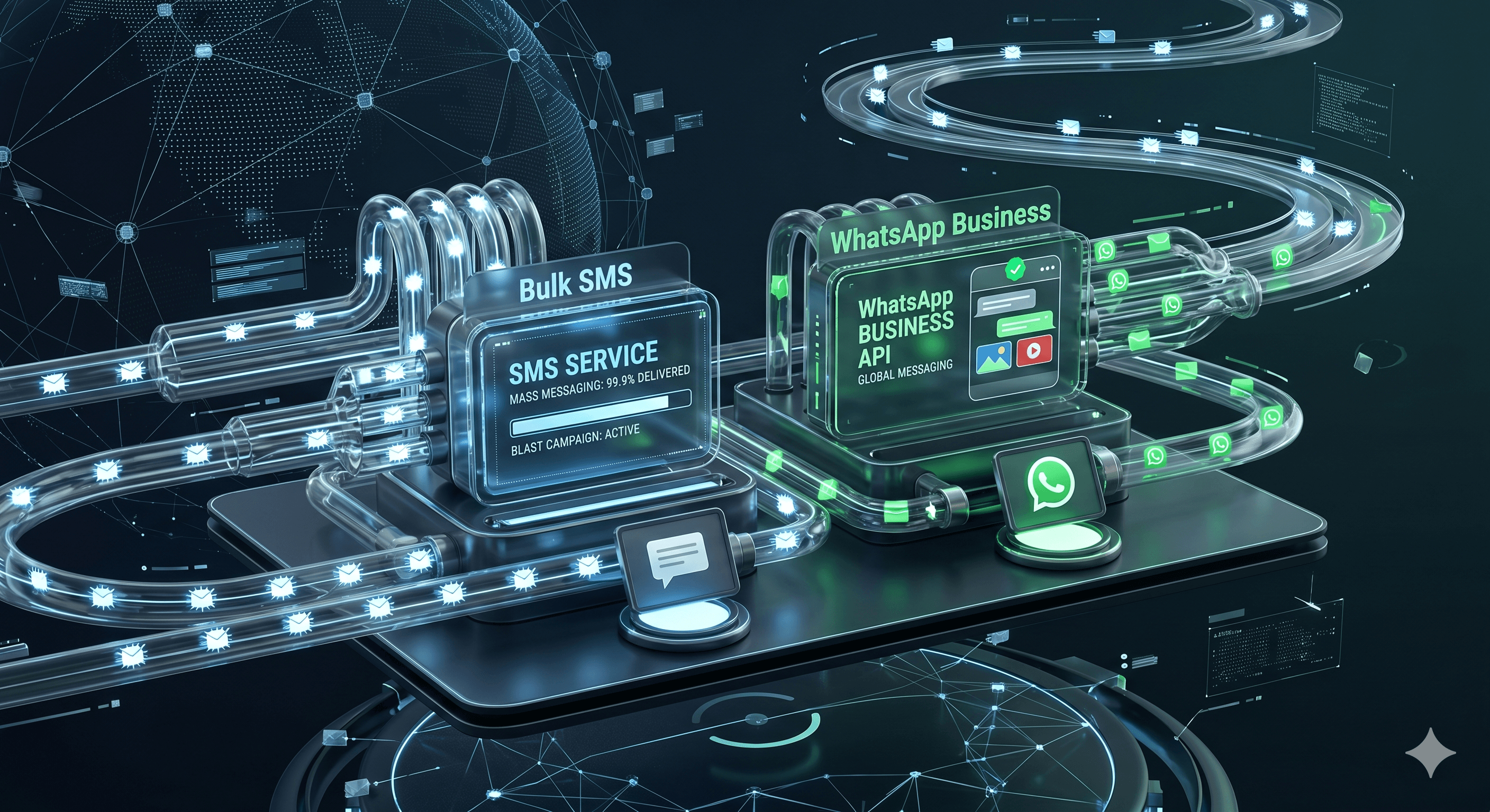 High-volume targeted Bulk SMS and WhatsApp messaging campaign engine dashboard